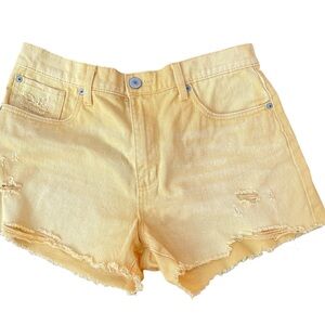 High rise Jean shorts distressed yellow size 28 fall color